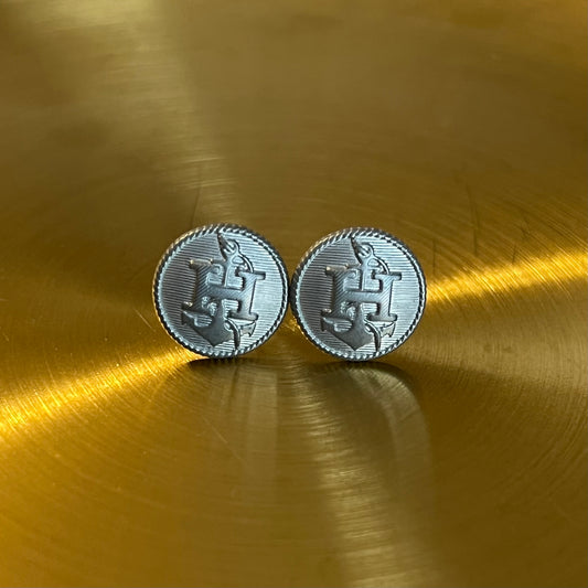 Silver Hermes Button Earrings