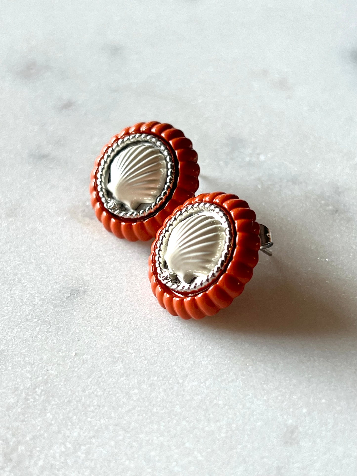 Chanel Seashell Button Earrings