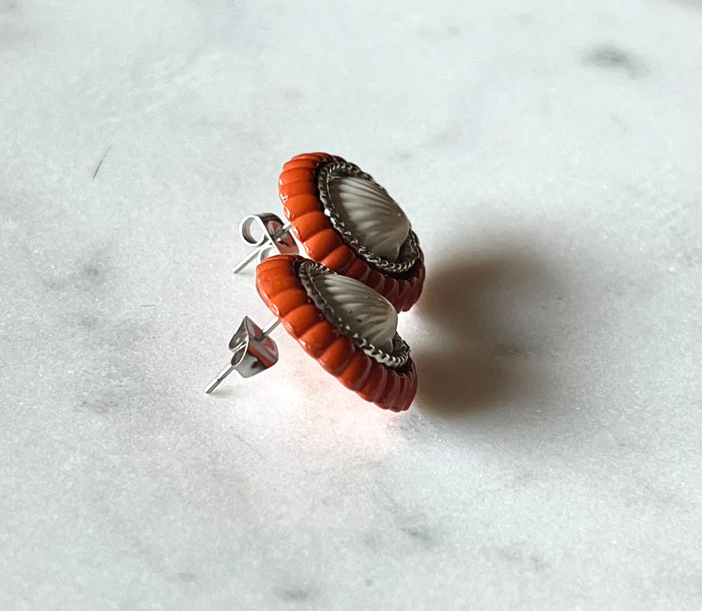 Chanel Seashell Button Earrings