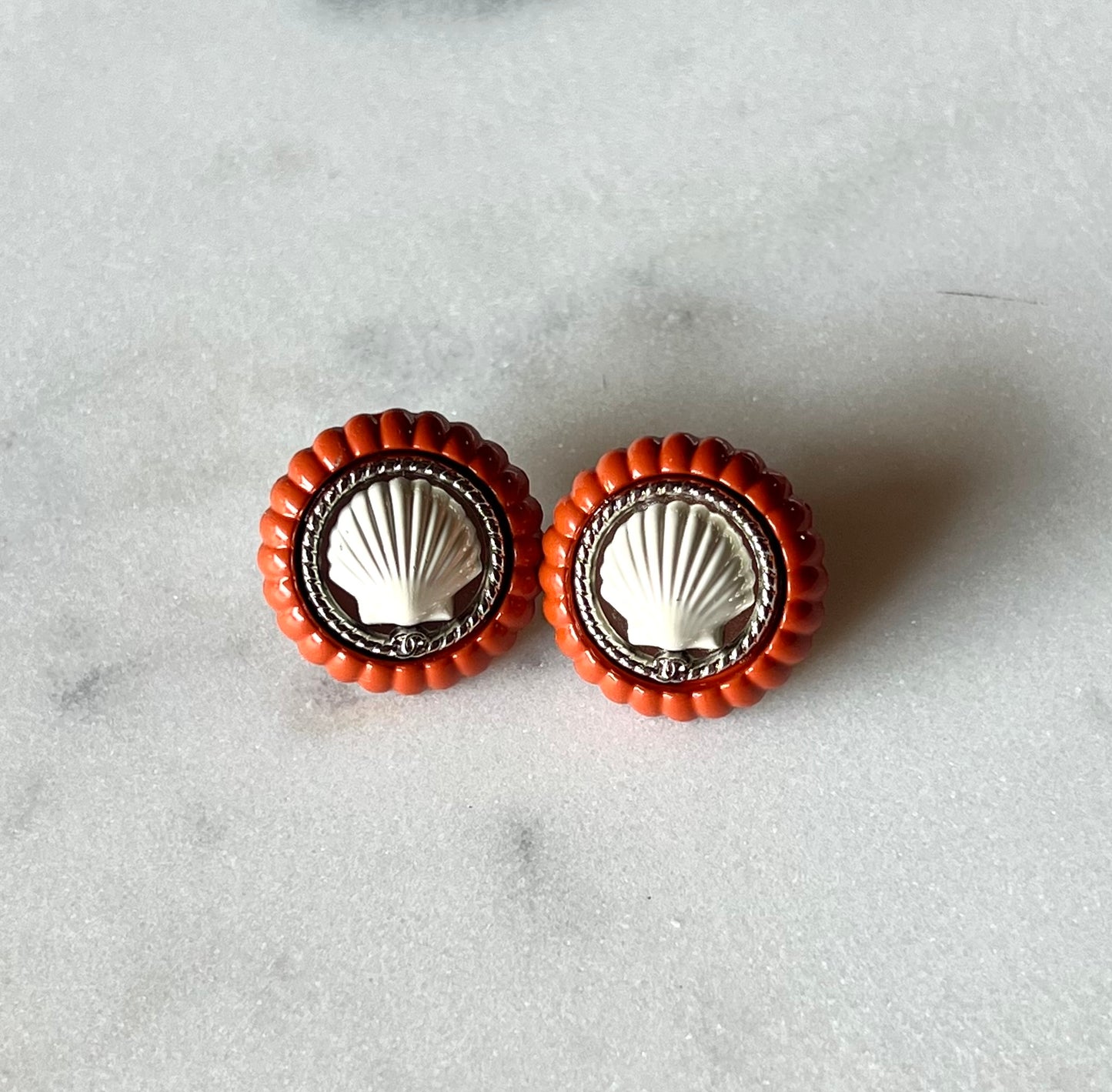 Chanel Seashell Button Earrings