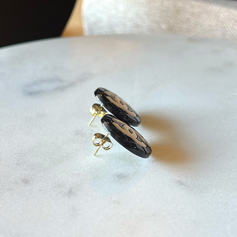 Chanel Window Pane Button Earrings