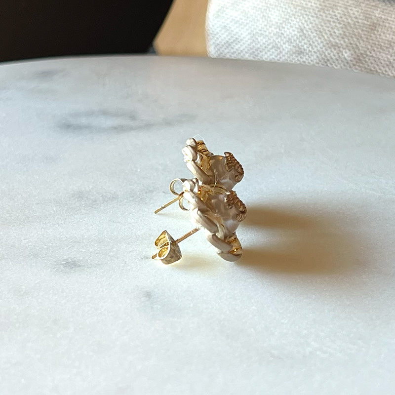 Vintage Chanel Ribbon Button Earrings