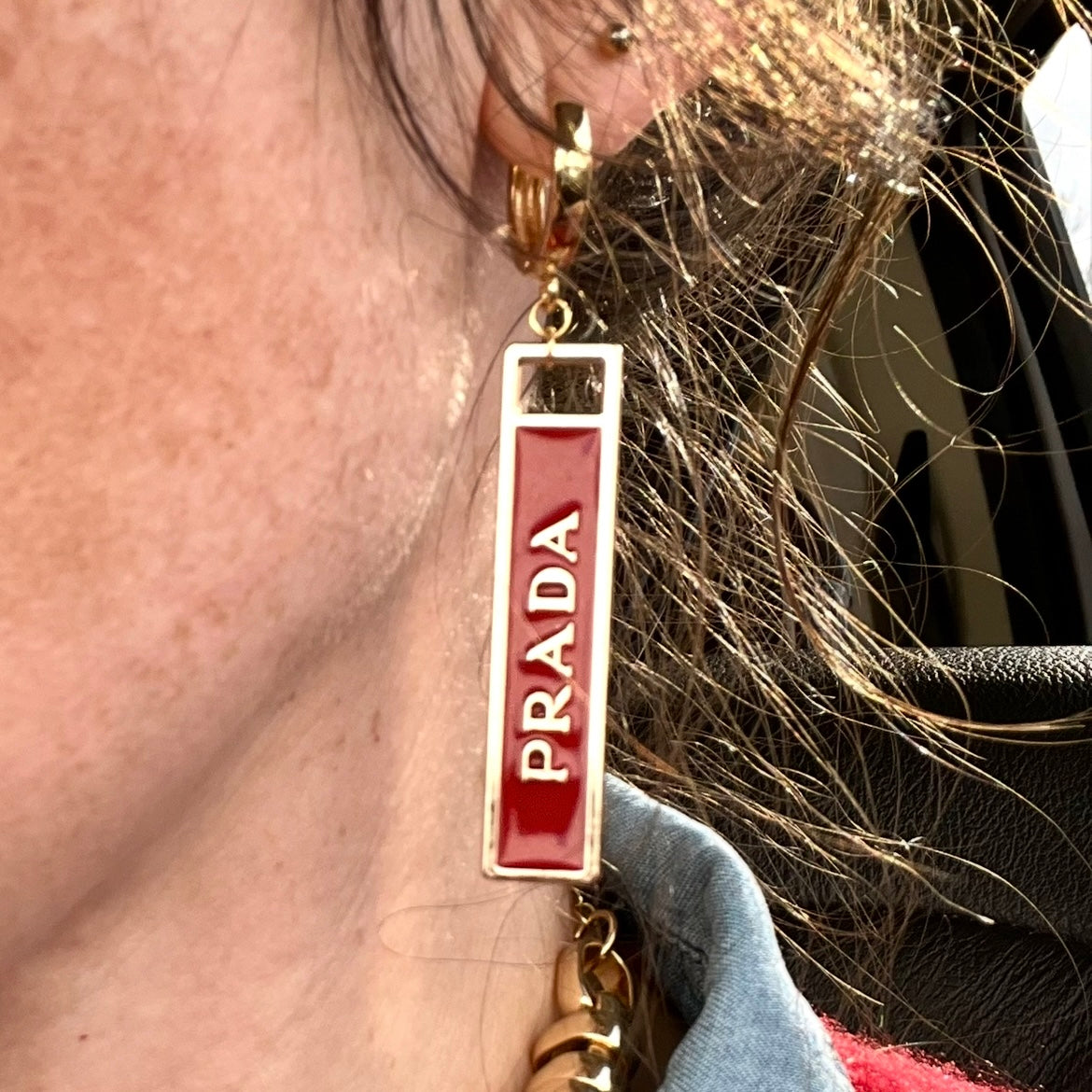 Repurposed Prada Zipper-Pull Earrings