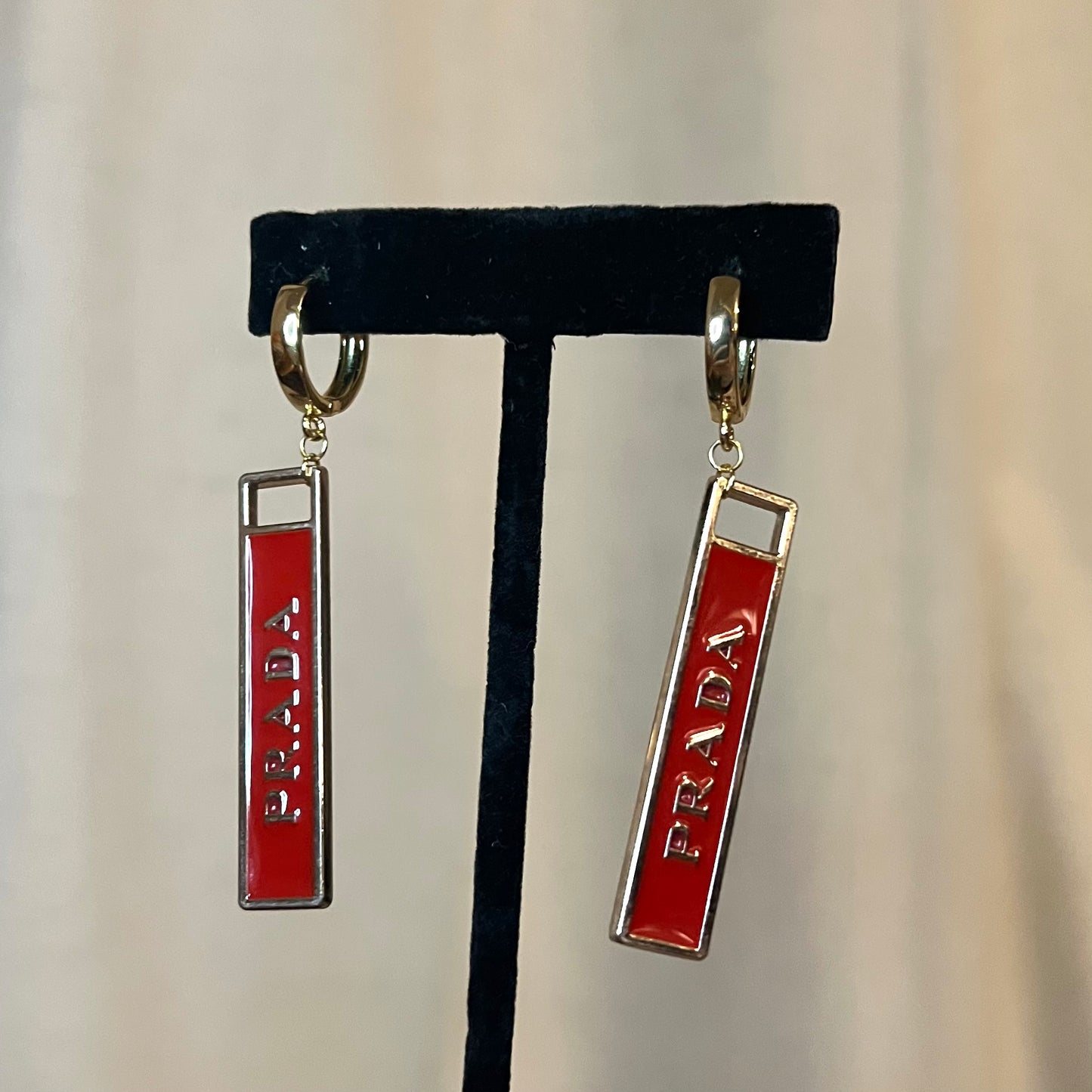 Repurposed Prada Zipper-Pull Earrings