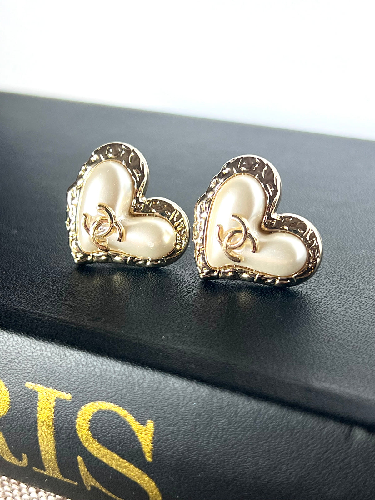 Repurposed Chanel Heart Button Earrings