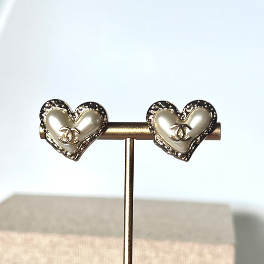 Repurposed Chanel Heart Button Earrings