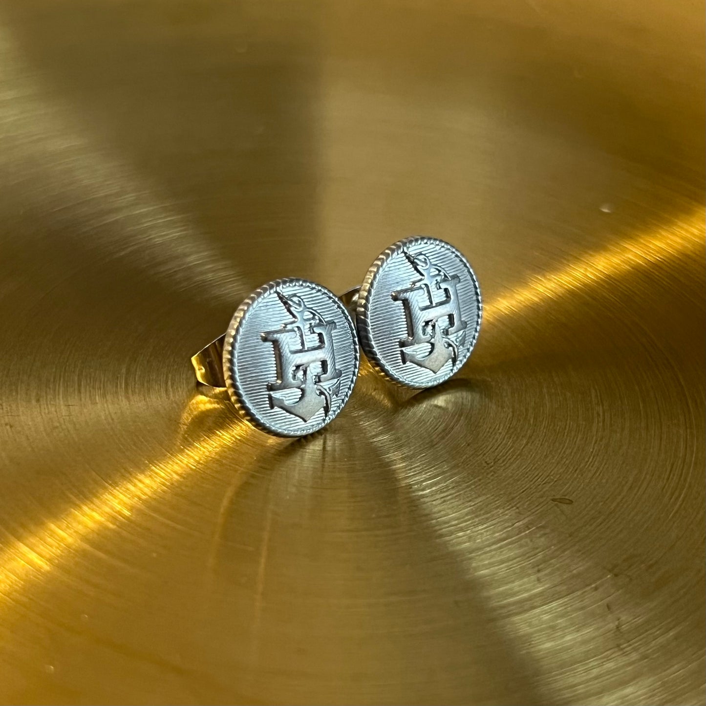 Silver Hermes Button Earrings