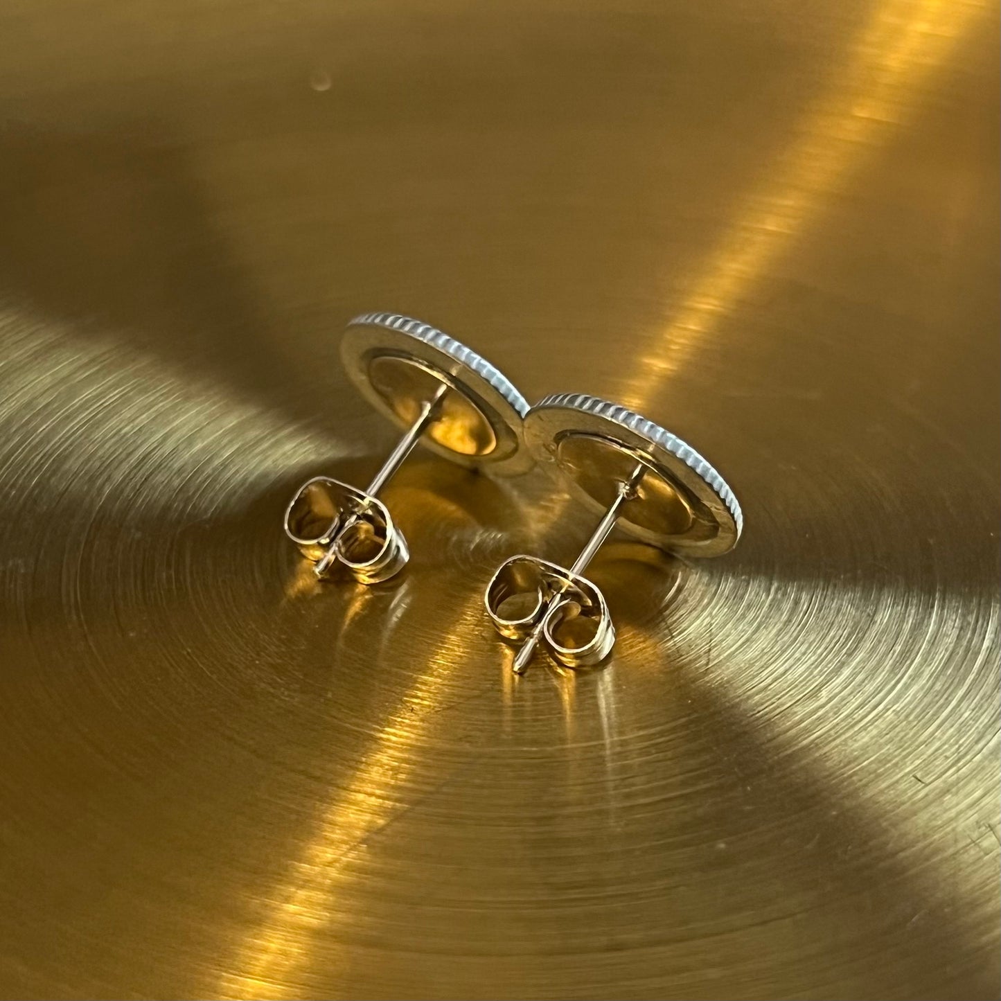 Silver Hermes Button Earrings
