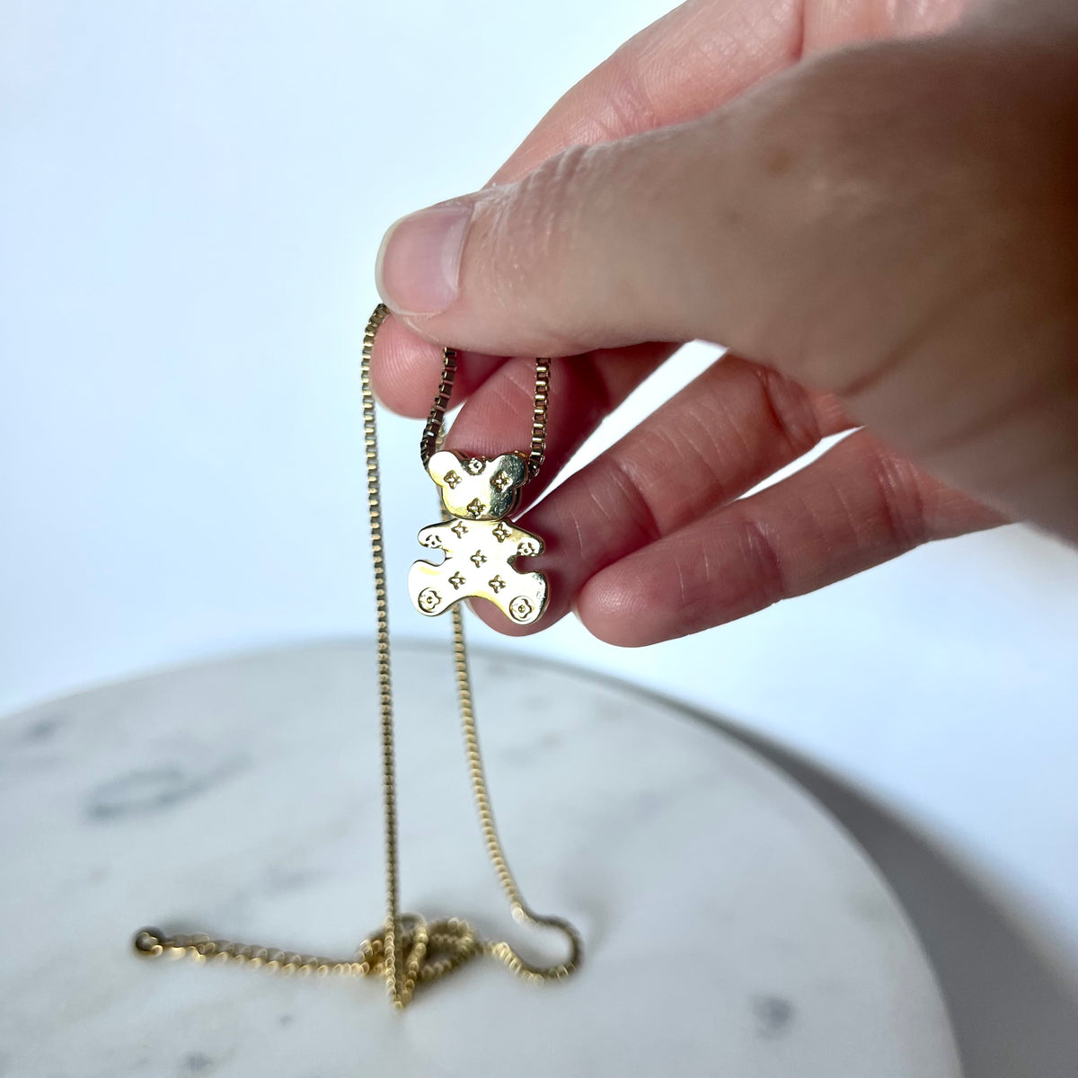 Repurposed Louis Vuitton Bear Necklace