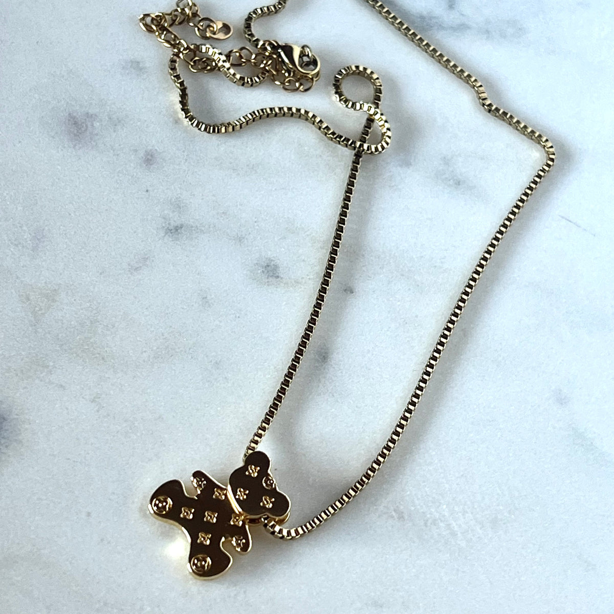 Repurposed Louis Vuitton Bear Necklace