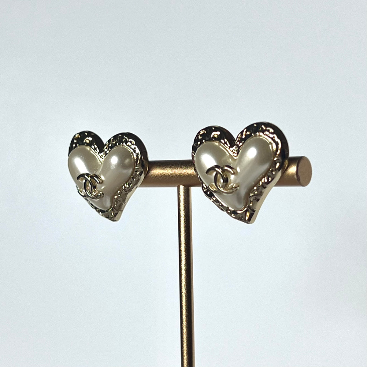 Repurposed Chanel Heart Button Earrings