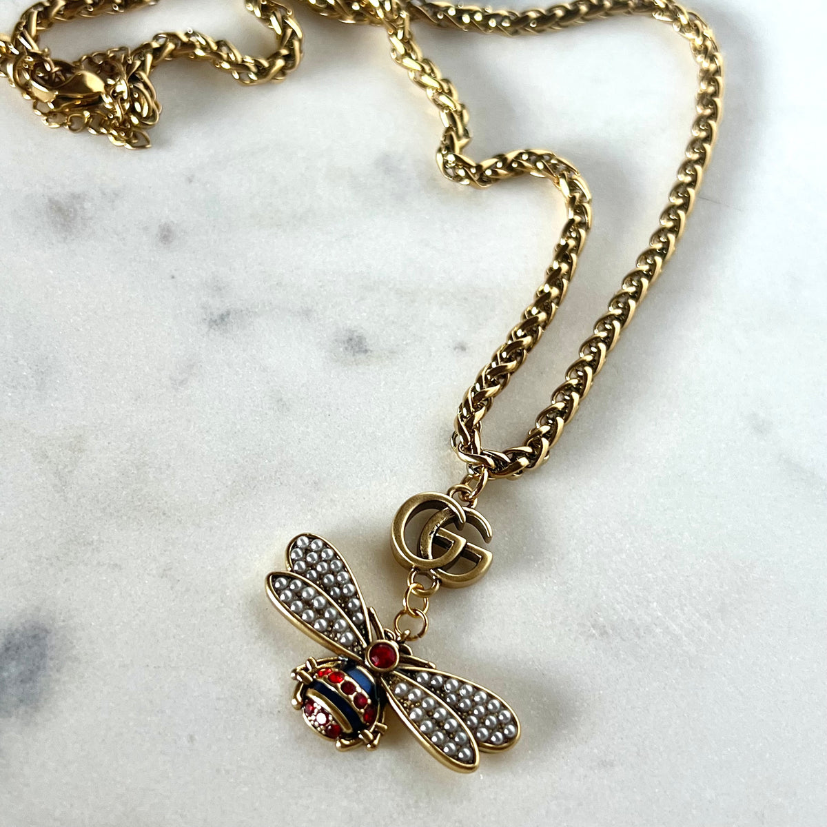 Repurposed Gucci Bee Charm Necklace