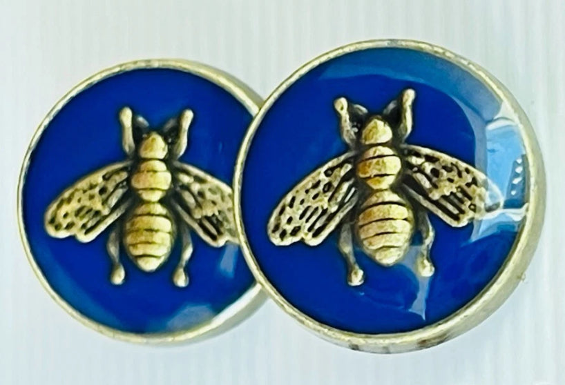Custom Request Gucci bee earrings (blue)